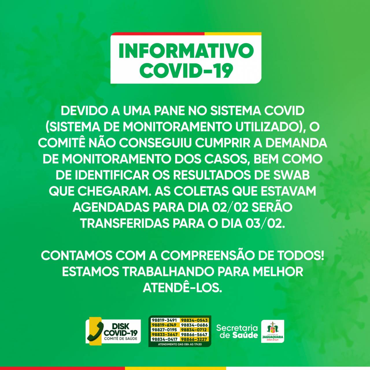 Informativo Comitê Covid Jaguaquara 