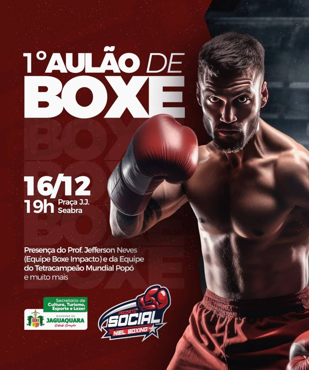 Participe do I Aulão de Boxe que irá acontecer dia 16/12 às 19:00 horas na Praça…