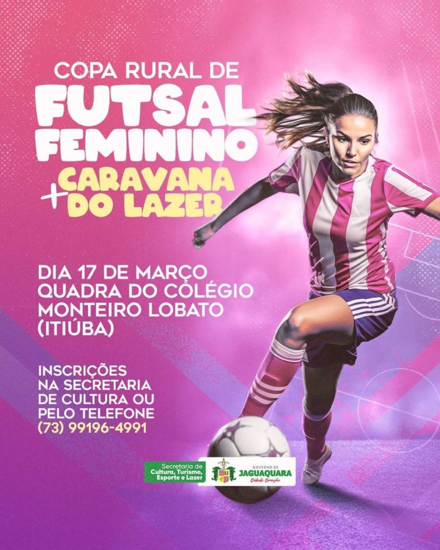 Vem aí 1° Copa Rural de Futsal Feminino, dia 17 de março no Quadra do Colégio…