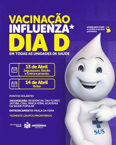 No dia 13 acontecerá o Dia D de Vacinação contra Influenza: na Sede, no Entroncamento…