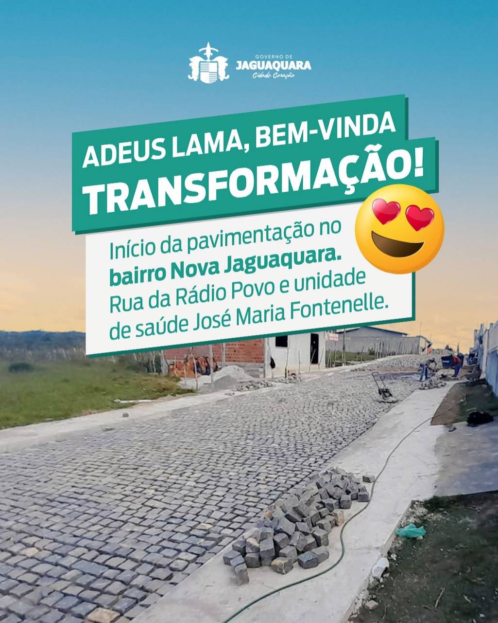 Sonho se tornando realidade! O início da pavimentação no bairro Nova Jaguaquara…