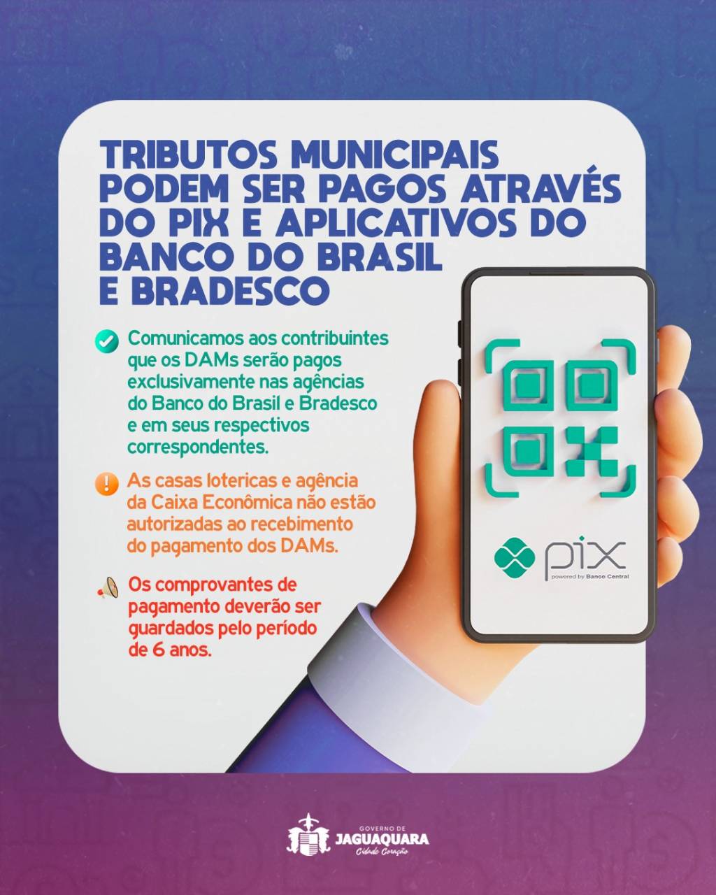 Atenção contribuintes! Agora os tributos municipais podem ser pagos via pix ou apps do…